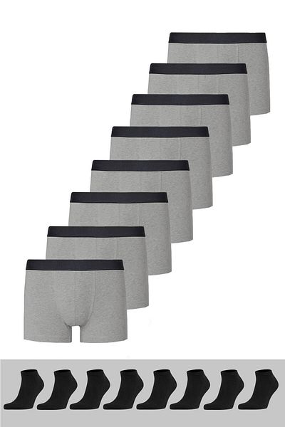 NACAR STORE Men's 8 Socks + 8 Boxers Cotton Lycra Economic Package