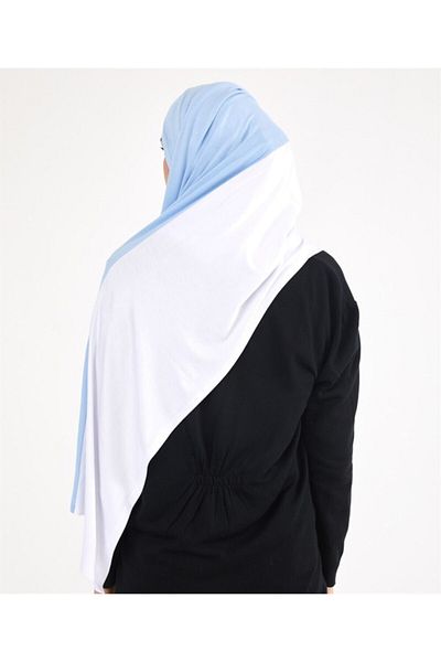 Differenza Δίχρωμο Χτενισμένο Βαμβακερό Σάλι Baby Blue \ White