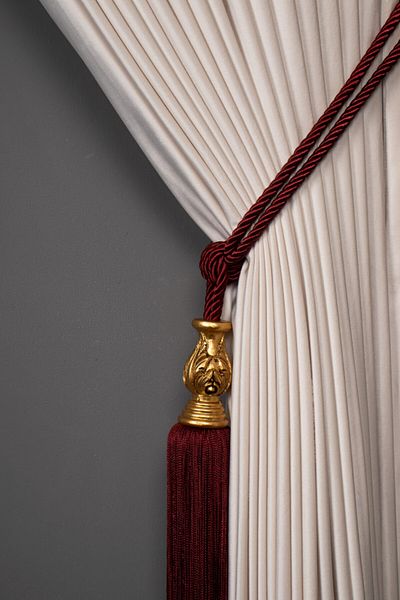 Saççax Exclusive Claret Red Color Gold Core Detailed Background Curtain Tie Classic Baroque Tasseled Braçol