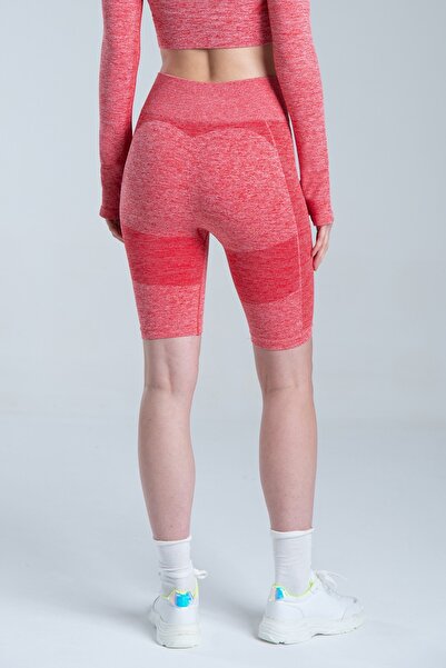 Vienfit Γυναικείο κοντό αθλητικό κολάν χωρίς ραφές ψηλόμεσο - Biker σορτς - Energy Series Red