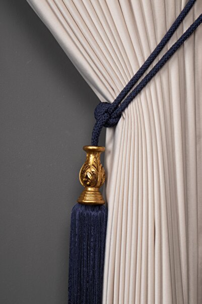 Saççax Exclusive Navy Blue Bamboo Baroque Tufted Bracelet - Gold Core Detaile...