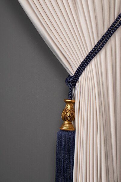 Saççax Exclusive Classic Baroque Tufted Navy Blue Bracelet - Gold Core Detail...