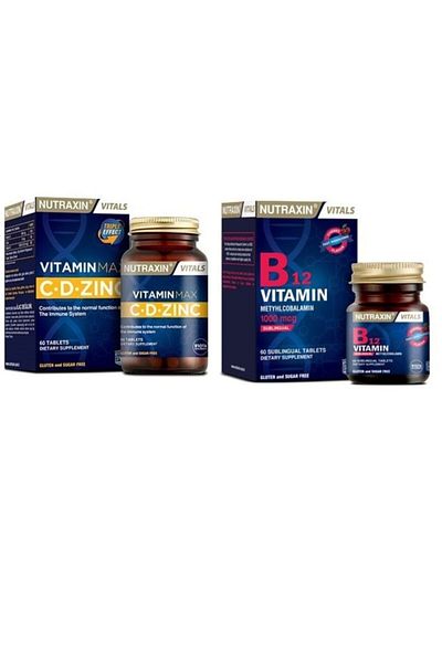 Nutraxin Vitamin Max 60 Tablets (VITAMIN C, VITAMIN D AND ZINCO) Vitamin B12 60 Tablets