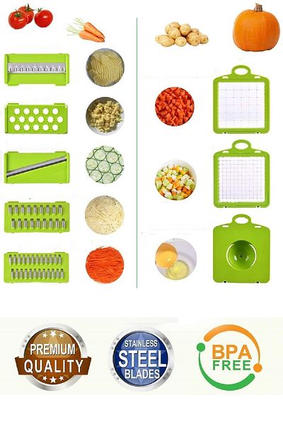 Tilbe Home Chopper Grater Multifunctional 13 Piece Vegetable Chopper Dicer with Reservoir Slicer Cutter Set