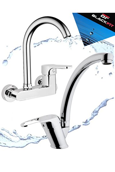 BlackFit 2'li Banyo Ve Mutfak Seti Çift Su Girişli Ters Aplike Ve Çift Su Gir...