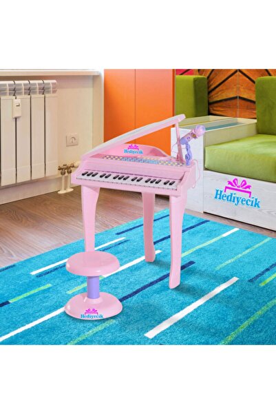hediyecik Çocuk Piyanosu 37 Tuşlu Mikrofonlu Mp3 Girişli Elektronik Tabureli ...