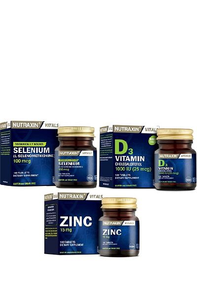 Nutraxin Selenium 100 + Vitamin D3 120 + Zinc 15Mg Tablet - Nutrient-Rich Supplement Stack