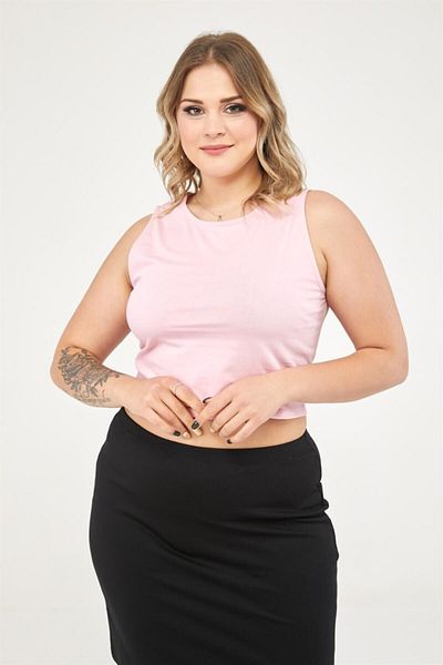 Seamoda Στρογγυλή λαιμόκοψη Crop Singlet- T-Shirt Pink