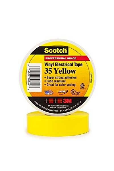 Scotch 35 Vinil Elektrik Bandı, Sarı 19mm X 20,1 Mt - 1 Adet Sarı