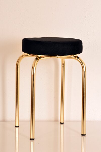 yılmaz masacılık 4 Adet Siyah Tay Tüyü Altın Profil Tabure Metal Tabure Mutfa...