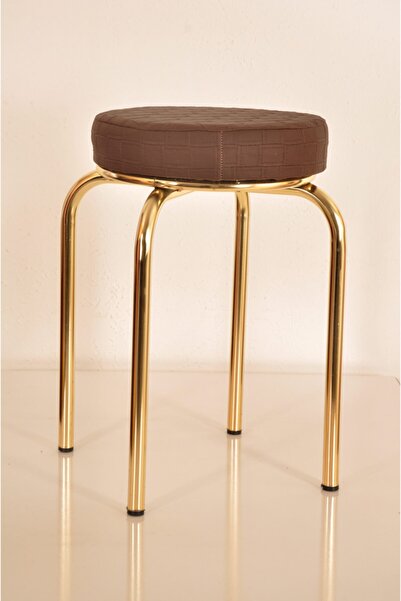 yılmaz masacılık Kahverengi Deri Altın Profil Tabure Metal Tabure Mutfak Tabu...