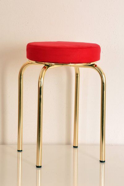 yılmaz masacılık 6Pcs Red Thai Feather Gold Profile Stool Metal Stool Kitchen...