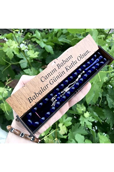 KANUNİ TESBİH مسبحة مخصصة باللون الأزرق - مسبحة مع الحروف والأب