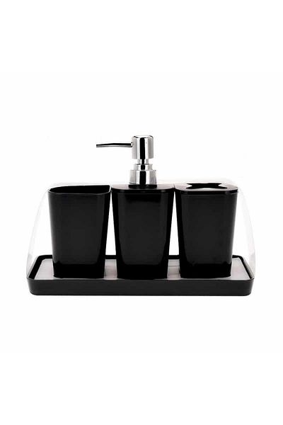 Tmall Home Design Μαύρο Σετ Μπάνιου 4 τεμαχίων 101782