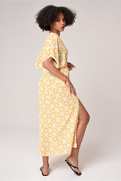 Bolder Yellow Ethnic Pattern Beach Dress