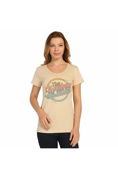 - The Strokes Retro Krem Kadın T-shirt Tişört