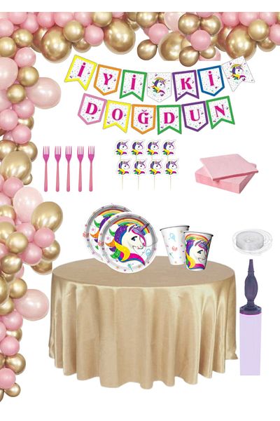 BARN MEMBERS Unicorn Themed Luxury 16 Person Birthday Party Decoration Set Ucn12