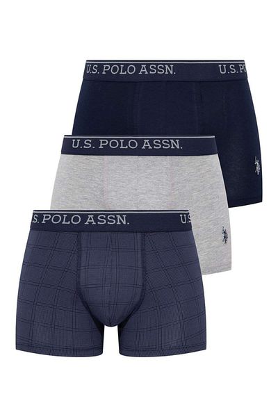 U.S. Polo Assn. يو اس بولو اسنأزرق داكن للرجال - مزيج رمادي - بوكسر نيلي مكون من 3 قطع