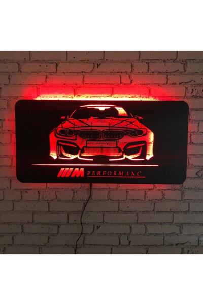 Genel Markalar Bmw M Performance Ledli Ahşap Tablo