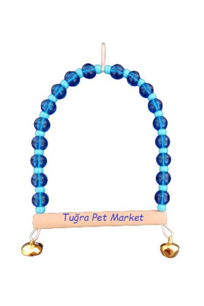 TUĞRA PET MARKET Tuğra Pet M. Handmade Blue Bird Swing with Wooden Perch and Budgie Swing with Bell Toy