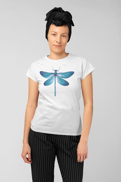 ErTaPassage Bela Plava Vilin Konjica Sa deznom Žene T-shirt - T6536520