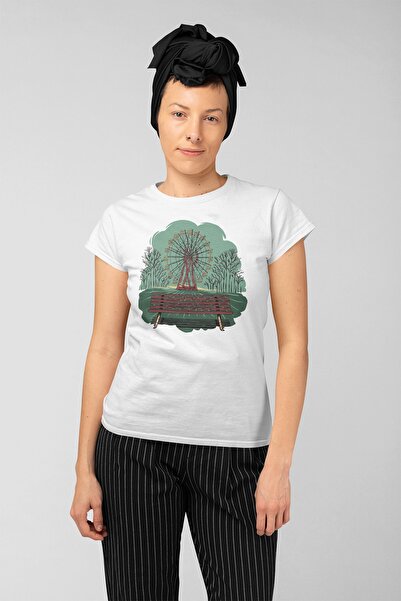 ErTaPassage Chernobyl alb cu imprimeu Femei tricou - T206058