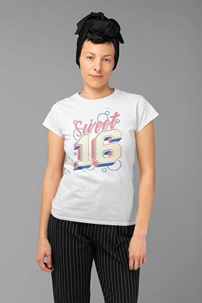 ErTaPassage Γυναικείο μπλουζάκι White Sweet 16 με τύπωμα - T344703