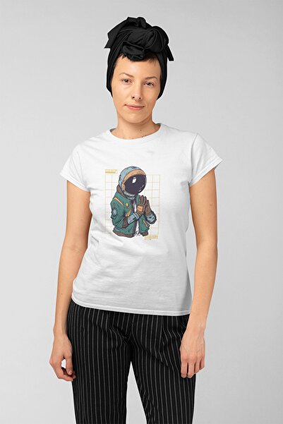 ErTaPassage Astronaut alb cu imprimeu Femeie tricou - T7613002