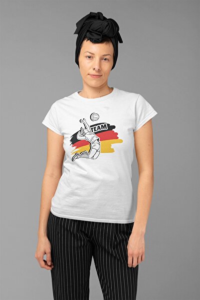 ErTaPassage Volei alb german cu imprimeu Femei tricou - T8158750