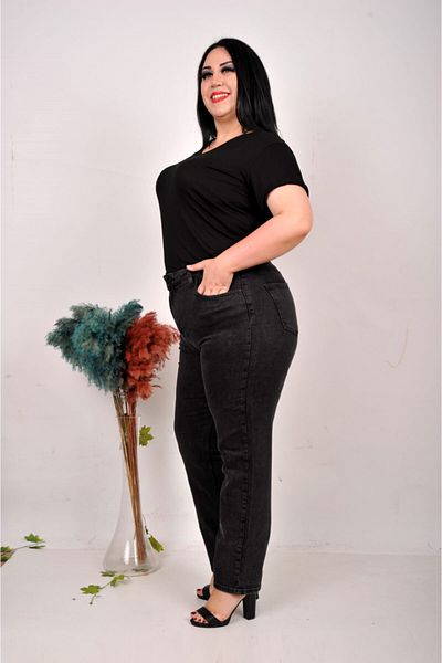 cracpot Black Battalone High Waist Lycra Mom Trousers (Belt Included)