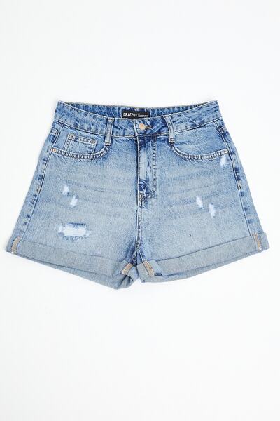 cracpot Mavi Duble Paça Şort (kemer Dahil)