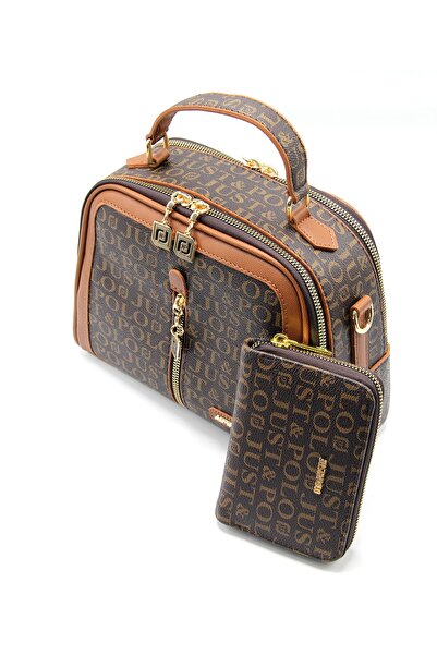 Just Polo Women's Brown/Tan Bag Wallet Combination Maynimos