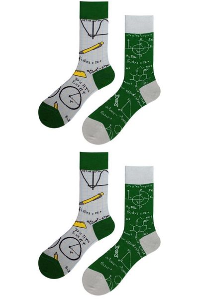 DAYCO Unisex White Green Math Socks