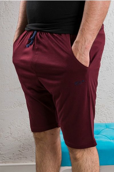 BSM Men's Burgundy Modal Cotton High Quality Pocket Elastic Waist Cooling Comfortable Shorts