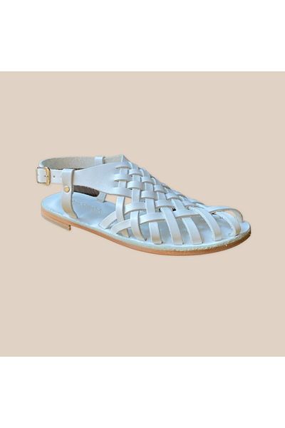 DaphneSandals White Genuine Leather Women's Bodrum Sandals - Handmade 4013