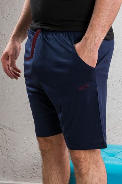 BSM Ανδρικό Navy Blue Modal βαμβακερό υψηλής ποιότητας τσέπες από καουτσούκ μέσης δροσερό άνετο σορτς