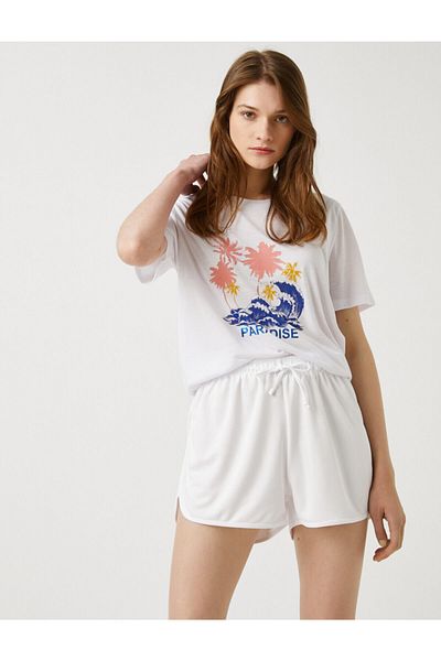 Koton Γυναικείο T-shirt με στάμπα σε λευκό χρώμα