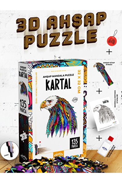 Oyunzu Kartal Ahşap Mandala Puzzle 135 Parça
