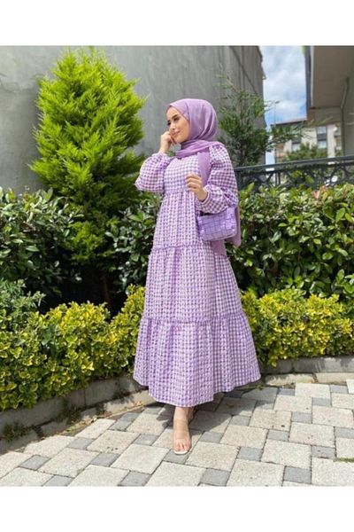 ENSA TESETTUR Women's Summer Hijab Seersucker Dress
