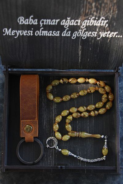 Tesbih Otağı Set de brelocuri din piele naturală cu ciucuri argintiu