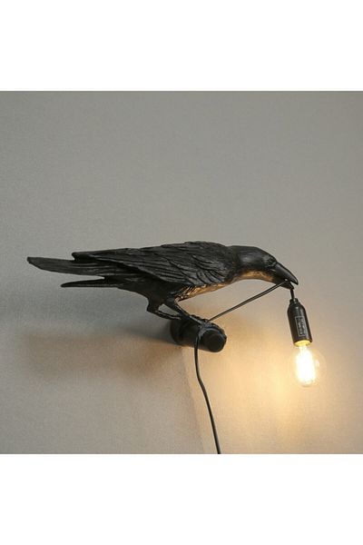 CajuArt Crow Holding Lamp on Branch Modern Lampshade Decor Light