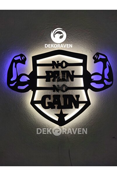 dekoraven No Pain No Gain Led Işıklı Tablo