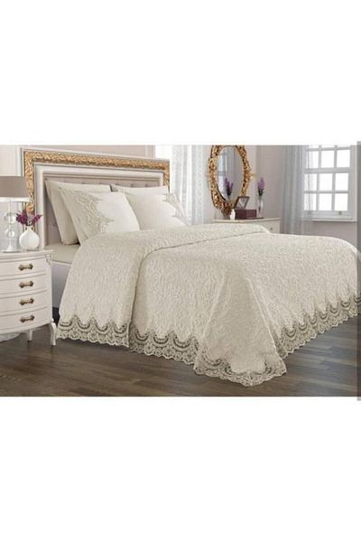 bursa çeyiz Steel Home Collection Elite French Lace Blanket Set 6 Pieces Cream