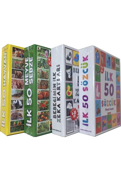 Diytoy 4'lü Eğitim Seti ( Ilk 50 Sözcük + Ilk 50 Hayvan + Ilk 50 Sebze Meyve + Bebeğimin Ilk Zeka Kartları