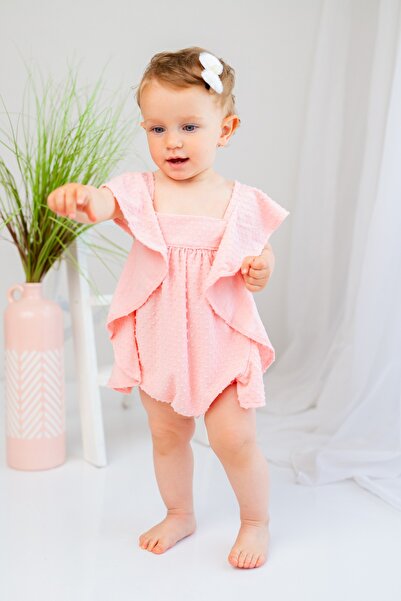 Mininio Rosa Jacquard-Body mit Volants für Babys (6–24 Monate)