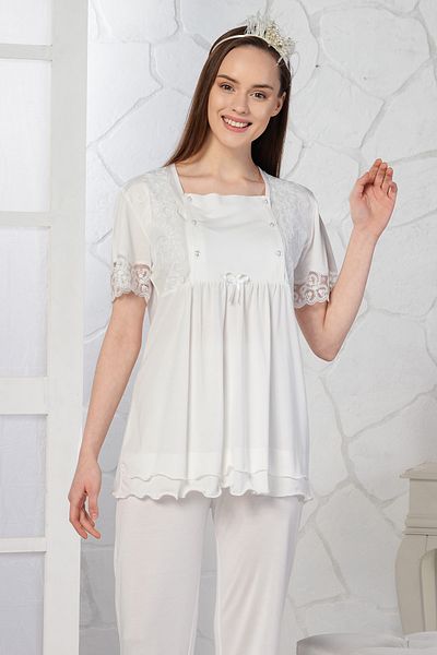 Emose Set pijama de maternitate din dantela Ecru
