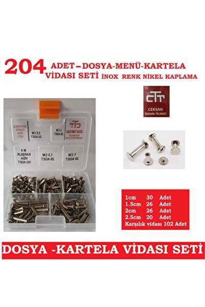 Dosya Vidası - Kartela Menü Vidası Seti 204 Parça