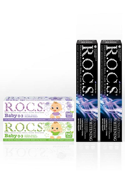 R.O.C.S. معجون تبييض إحساس R.o.c.s ومعجون أطفال 0-3 (2 SENSATION-1 IHLAMUR-1 DAISY)