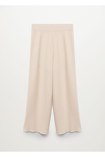 MANGO Woman Kadın Ekrü Dokuma Pantolon