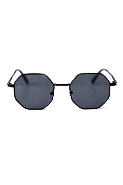 Genel Markalar Unisex Sekizgen Siyah Güneş Gözlüğü
